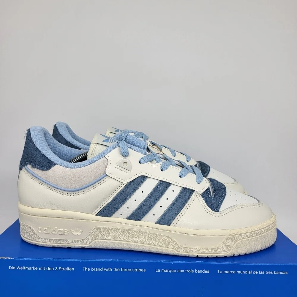 New Adidas Rivalry Low 86 'Off White Clear Sky Pony-Hair' Men's Shoes Size 10 - Picture 3 of 9